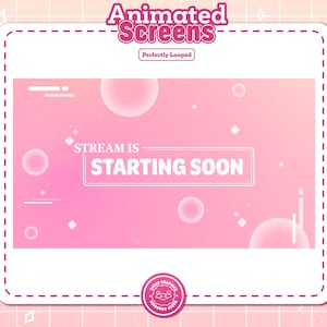 Animated Minimalistic Pink Twitch Overlay / Starting Soon / Be Right Back / Ending Soon / Cute Pastel Pink Stream Overlay