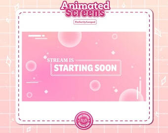 Geanimeerde roze twitch-overlay: minimale streamschermen (digitale download)