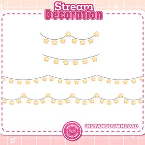 Animated Stream Decoration Yellow Star Garland | Twitch & YouTube Overlay / Holiday Stream Garland