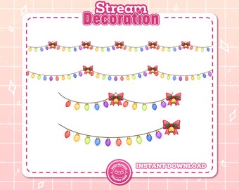 Kerststream-overlay: leuke kerstverlichtingslinger (digitale download)