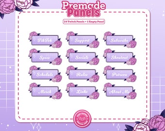 Twitch-panelen met pastelkleurige bloemen, kant-en-klare schattige stroomdecoratie (digitale download)