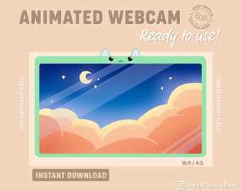 Cute Animated Cat Webcam Overlay Border (Digital Download)