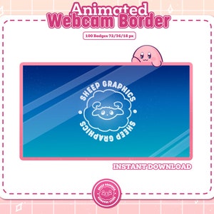 Superposition de webcam animée mignonne / Kawaii Kirby Overlay / Cadre de bordure de caméra mignon / Graphiques de flux / Kawaii / Streamer / Simple / Bongo Cat