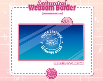 Kawaii geanimeerde webcam-overlay: roze bongo Kirby, stroomrand (digitale download)
