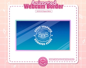Geanimeerde pastel cam-overlay: schattige Twitch-webcamrand (digitale download)