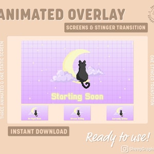 Cute Animated Twitch Overlay & Stinger Transition | Retro Pixel Art | Starting Soon, Be Right Back, Ending and Offline Screen