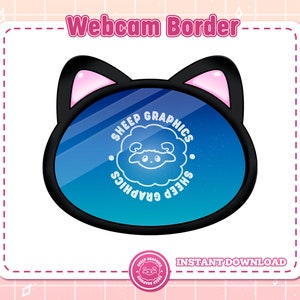 Linda superposición de Cat Cam / Camborder / Twitch Livestream Overlay / Black Cat Camframe / Webcam Overlay