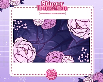 Paarse bloemstroomovergang, schattige twitch-stinger (digitale webdownload)