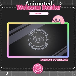 Linda superposición animada de cámara web / Kirby / Cute Cam Border Frame / Stream Graphics / Kawaii / Streamer / Simple / Rainbow Overlay / Pastel