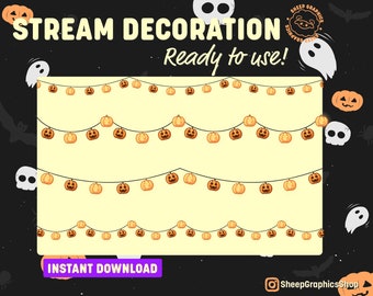 Geanimeerde pompoenslinger-overlay: Halloween-livestreamdecoratie (digitale download)