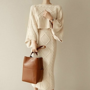 Falling in fashion Two Piece Sweater Dress, Knitted Co-ord Set