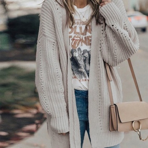 AmberMeadowDesign Cardigan Jumper, Winter Boho Knit Cardigan, Sweater Cardigan for Women, Bohemian Warm Cardigan, Knitted Boho Cardigan, Pullover Sweater
