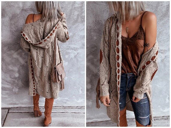 Cardigan Jumper Winter Boho Knit 