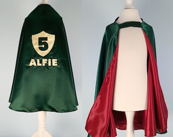 Shiny Cape Cloak, Reversible and Personalise for Kids Dressing Up, Fancy Dress, Pretend Play, Role Play, Cosplay