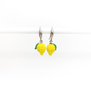 Murano Glass Lemon Earrings: Handmade Lampwork Brass Hooks
