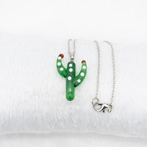 Cactus necklace , Murano glass necklace , cactus jewelry , summer necklace , gift for his , necklace