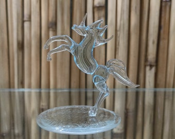 Artystyczna szklana figurka konia w stylu Murano, szczegółowa ozdoba