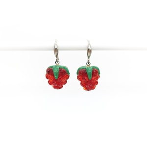orecchini di more, orecchini in vetro di Murano, orecchini di frutta, orecchini estivi, regalo per lei