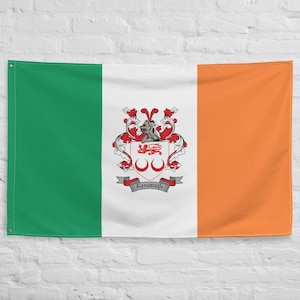 Kavanagh Irish Coat of Arms Family Crest Ireland Flag | Irish gifts for the home