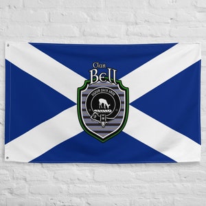 Clan Bell Scottish Family Crest, Scotland Flag | Scottish gifts for the home | Scottish Bell Clan Flag