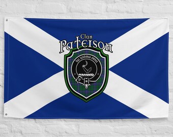 Clan Paterson Scottish Family Crest, Scotland Flag | Scottish gifts for the home | Scottish Paterson Clan Flag