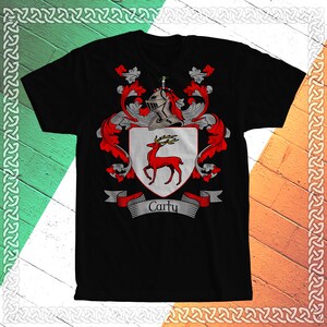 Carty Family Crest T- Shirt, Carty Coat of Arms, Carty Shirt, Carty Family Name, Irish Surname Gift, Carty Surname, Irish Gifts