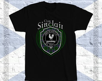 Clan Sinclair Tartan T-Shirt, Scottish Sinclair Tshirt, Sinclair Last Name, Sinclair Tartan, Sinclair Crest, Sinclair Clan Crest Badge