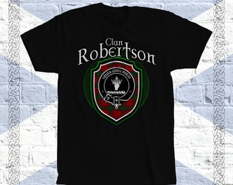 Clan Robertson Tartan T-Shirt, Scottish Robertson Tshirt, Robertson Family Name, Robertson Tartan, Robertson Crest, Robertson Clan Crest