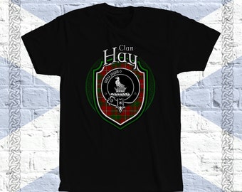 Camiseta Clan Hay Crest, Regalos familiares de heno escocés, Heráldica de heno, Camisa de tartán de heno, Insignia de escudo de Hay Clan, Camiseta escocesa
