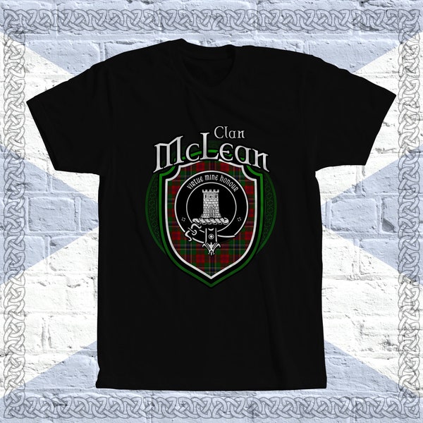 Clan McLean Tartan T-Shirt, Scottish McLean Tshirt, McLean Last Name, McLean Tartan, McLean Crest, McLean Clan Crest Badge