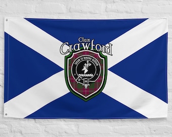 Clan Crawford Scottish Family Crest, Bandera de Escocia / Regalos escoceses para el hogar / Bandera escocesa del Clan Crawford