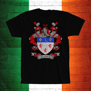 Kearney Family Crest T- Shirt, Kearney Coat of Arms, Kearney Shirt, Kearney Family Name, Irish Surname Gift, Kearney Surname, Irish Gifts