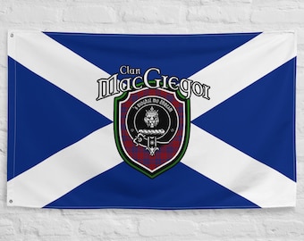 Clan MacGregor Schottisches Familien wappen, Schottland Flagge | Schottische Geschenke für die Wohnung | Schottische MacGregor Clan Flagge