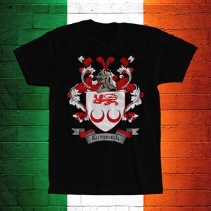 Kavanagh Family Crest T- Shirt, Kavanagh Coat of Arms, Kavanagh Shirt, Kavanagh Family Name, Irish Surname Gift, Kavanagh Surname Irish Gift