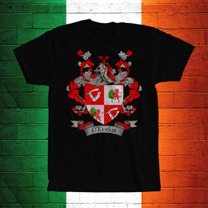 O&#39;Riordan Family Crest T- Shirt, O&#39;Riordan Coat of Arms, O&#39;Riordan Shirt, O&#39;Riordan Family Name, Irish Surname Gift, O&#39;Riordan Surname