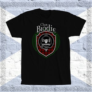 Clan Brodie Tartan T-Shirt, Scottish Brodie Tshirt, Brodie Last Name, Brodie Tartan, Brodie Crest, Brodie Clan Crest Badge