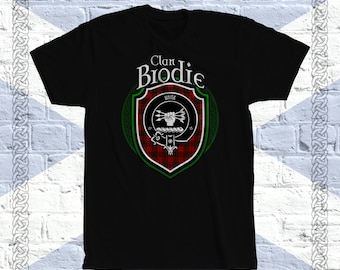 Clan Brodie Tartan T-Shirt, Scottish Brodie Tshirt, Brodie Last Name, Brodie Tartan, Brodie Crest, Brodie Clan Crest Badge