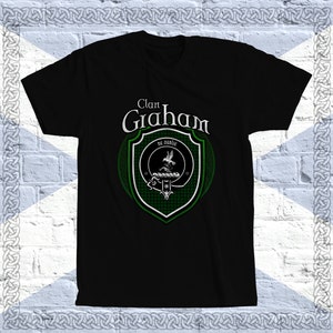 Clan Graham Tartan T-Shirt, Scottish Graham tee, Graham Last Name, Graham Family Name,Graham Tartan, Graham Crest, Graham Clan Crest Badge