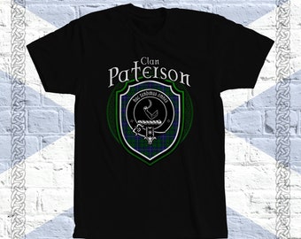 Clan Paterson Tartan T-Shirt, Scottish Paterson Tshirt, Paterson Last Name, Paterson Tartan, Paterson Crest, Paterson Clan Crest Badge