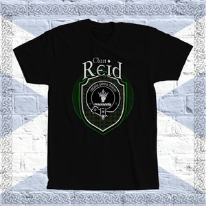 Clan Reid Tartan T-Shirt, Scottish Reid Tshirt, Reid Last Name, Reid Family Name, Reid Tartan, Reid Crest, Reid Clan Crest Badge