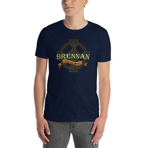 Brennan Irish Surname T-Shirt - Irish Family Name Gifts - Celtic High Cross Shirt