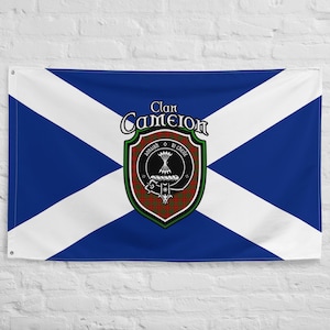 Clan Cameron Scottish Family Crest, Scotland Flag | Scottish gifts for the home | Scottish Cameron Clan Flag