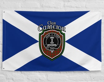 Clan Cameron Scottish Family Crest, Scotland Flag | Scottish gifts for the home | Scottish Cameron Clan Flag
