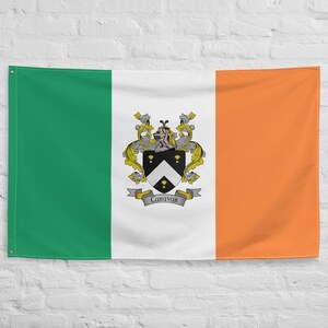 Canavan Family Crest Ireland Flag, Canavan Coat of Arms, Canavan Irish Flag, Canavan Family Name, Irish Surname Gift, Irish Gifts