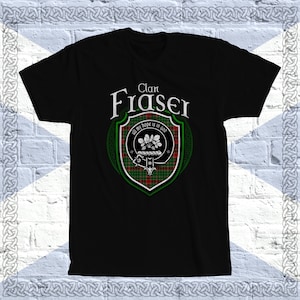 Clan Fraser Tartan T-Shirt, Scottish Fraser Tshirt, Fraser Last Name, Fraser tshirt,Fraser Tartan, Fraser Crest, Fraser Clan Crest Badge