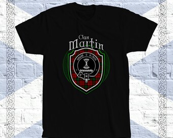 Camiseta Clan Martin Tartan, Camiseta Martin Escocesa, Apellido Martin, Martin Tartan, Martin Crest, Martin Clan Crest Insignia
