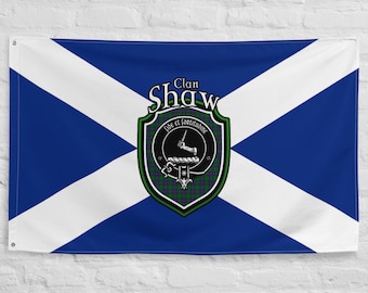 Clan Shaw Schottisches Familienwappen, Schottland Flagge | Schottische Geschenke für die Wohnung | Schottisches Shaw Clan Flag