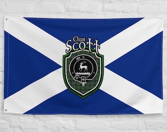 Clan Scott Scottish Family Crest, Bandera de Escocia / Regalos escoceses para el hogar / Bandera escocesa del Clan Scott