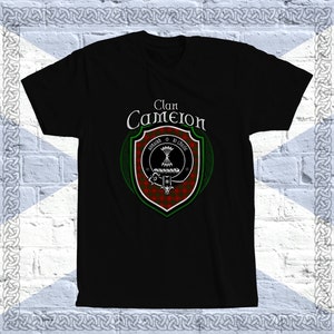 Clan Cameron Tartan T-Shirt, Scottish Cameron Tshirt, Cameron Last Name, Cameron Tartan, Cameron Crest, Cameron Clan Crest Badge