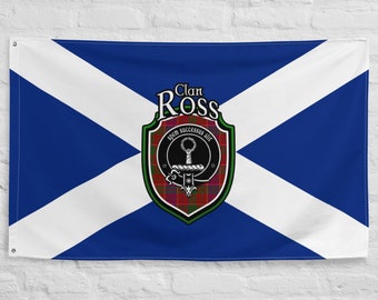 Clan Ross Scottish Family Crest, Scotland Flag | Scottish gifts for the home | Scottish Robertson Clan Flag